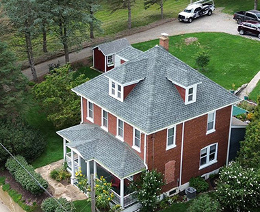 HDZ Slate & James Hardie Red siding on the 4 dormers