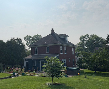 HDZ Slate & James Hardie Red siding on the 4 dormers